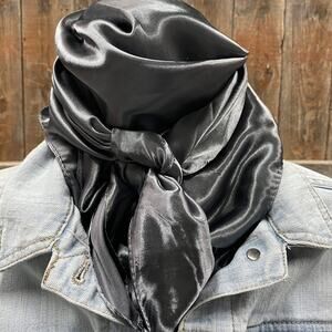 Solid Dark Silver Grey Western Southwestern Wild Rag Scarf Accent